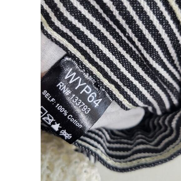 POL Pants Womens Large Black & White Striped Jeans Flower Patchwork Boho NWOT - Picture 11 of 12